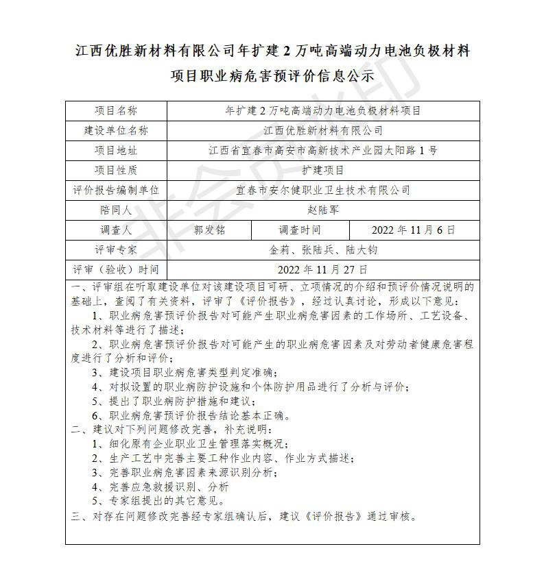 江西優(yōu)勝新材料有限公司年擴建2萬噸高端動力電池負(fù)極材料建設(shè)項目職業(yè)病危害預(yù)評價信息公示_01.jpg